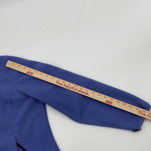 Periwinkle LL bean fleece jacket with embroidered flowers - Picture 12 of 13